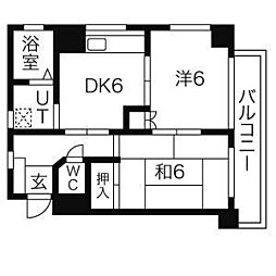 セントラルハイツ駒方 2DKの間取図画像