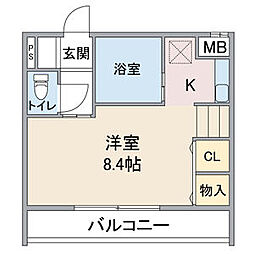 Apt.浄心 1Kの間取図画像