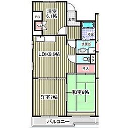 センターヒル橘 3DKの間取図画像
