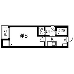カーサ・ルナ 1Kの間取図画像