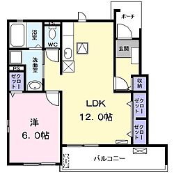 パルミエーレ 1LDKの間取図画像