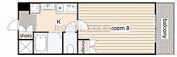 クラウンヒルズ 1Kの間取図画像