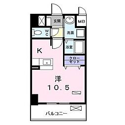 ザ・ノーブル・レジデンス上更 ワンルームの間取図画像