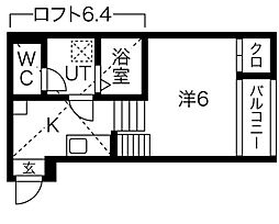 インペリアル中村 1SKの間取図画像