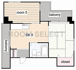 エリーマンション 2DKの間取図画像