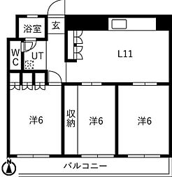 フラットイン 3LDKの間取図画像