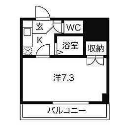 セントラルハイツ滝川 1Kの間取図画像