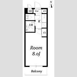 置地マンション 1Kの間取図画像