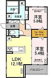 アルドゥール 2LDKの間取図画像