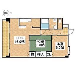 第二小島ビル 2LDKの間取図画像