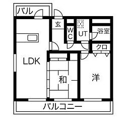グランディール・163 2LDKの間取図画像