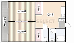 キングハイツ瑞穂 2DKの間取図画像