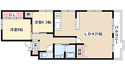 パピヨン香流 2LDKの間取図画像