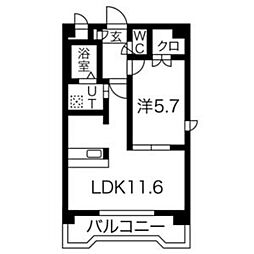 サンアロー 1LDKの間取図画像