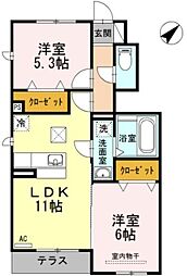 プランコート 2LDKの間取図画像