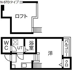 ステータス名駅西 1Kの間取図画像
