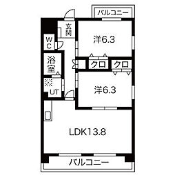 ドリームハイツ枇杷島 2LDKの間取図画像