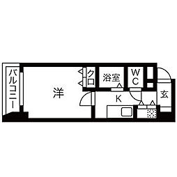 CREA花の木 1Kの間取図画像