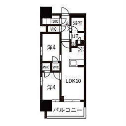 オープンレジデンシア名駅南THECOURT 2LDKの間取図画像