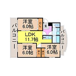 グランデ三番町 3LDKの間取図画像