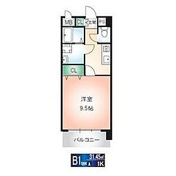 サンハイム桜山 1Kの間取図画像