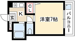 ヤングビレッヂ2 1Kの間取図画像