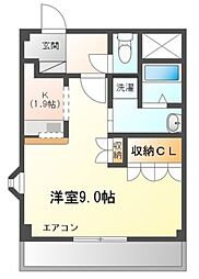 ハピネスハイム 1Kの間取図画像
