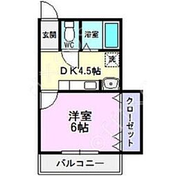 オリエントビル 1DKの間取図画像