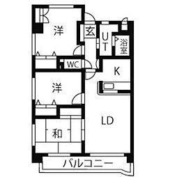 第2ヒルハイツ浅井 3LDKの間取図画像