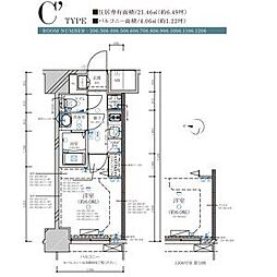 ディアレイシャス名古屋大須通 1Kの間取図画像