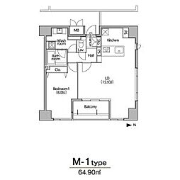 グランアベニュー栄 1LDKの間取図画像