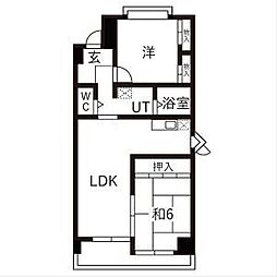 シャンポール幹2 2LDKの間取図画像