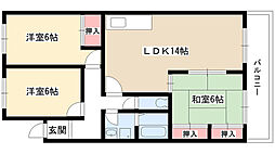 望が丘ビル 3LDKの間取図画像