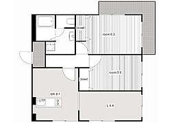 コーポやすり苑 2LDKの間取図画像