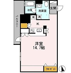 カスタリア伏見 ワンルームの間取図画像