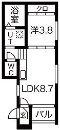 ハーモニーテラスエルカーサ千種 1LDKの間取図画像