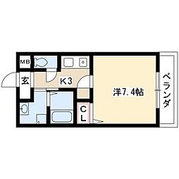 プリムローズマンション 1Kの間取図画像