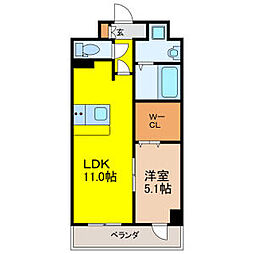パークレジデンス汐路町 1LDKの間取図画像