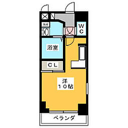 プレディアスタイル白川公園 ワンルームの間取図画像