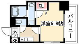 プレサンス広小路通パルス 1Kの間取図画像