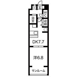 サン・ウエダビル2 1LDKの間取図画像