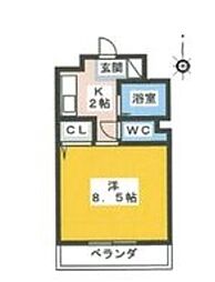 ヤングビレッヂ2 1Kの間取図画像