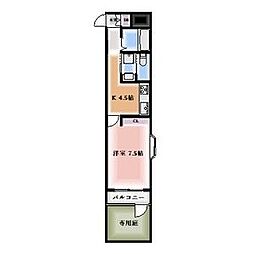 都マンション 1DKの間取図画像