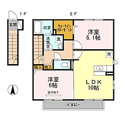 グロリア 2LDKの間取図画像