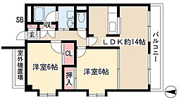 ベルフローラ一社 2LDKの間取図画像
