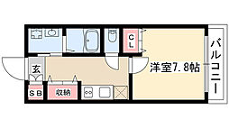 ヴィラパーク鶴舞 1Kの間取図画像
