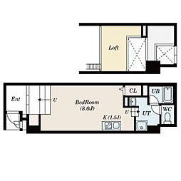 PrimalNagoyaFukiage ワンルームの間取図画像
