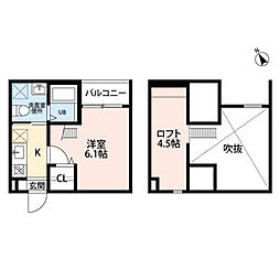 アミカルルーチェ南川 1Kの間取図画像