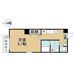 トロワ浄心 1Kの間取図画像