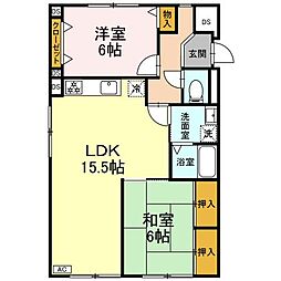 サンローヤル香坂 2LDKの間取図画像